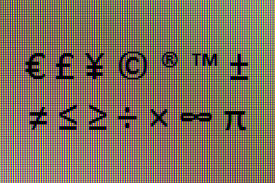 計算機屏幕上特寫符號