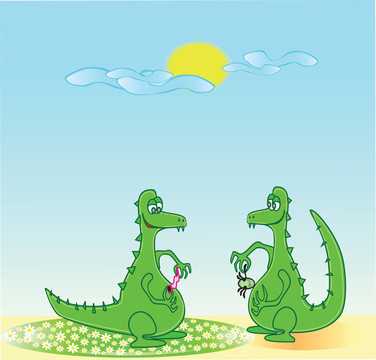 太陽早晨的兩條龍
