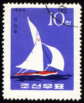 海上郵票上的游艇