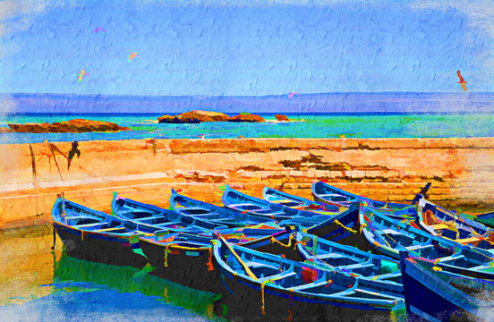 藍船海景