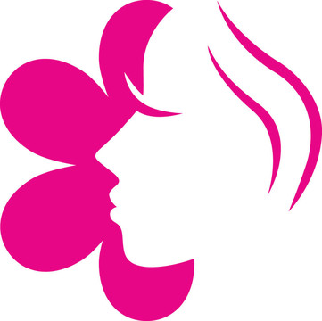 女性臉上粉紅色的圖標(biāo)孤立的白色（粉紅色）