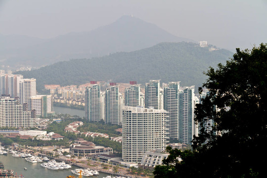 中國海南島；三亞鳥瞰城市