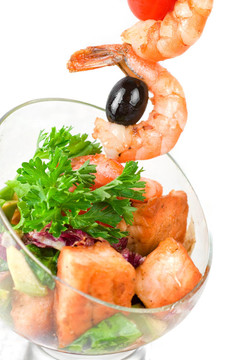 油炸蝦和魚(yú)串