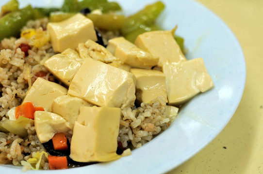 素食炒飯和豆腐料理