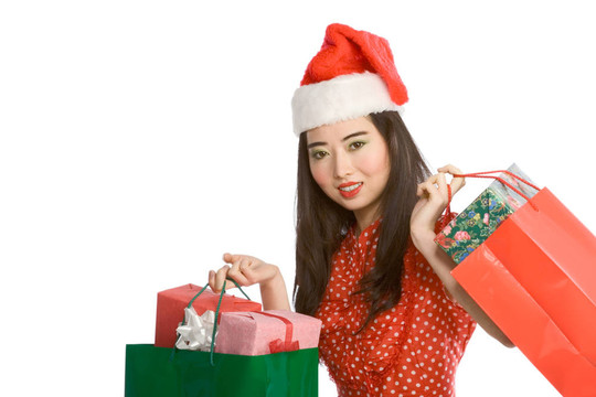 禮品袋亞洲婦女圣誕購物