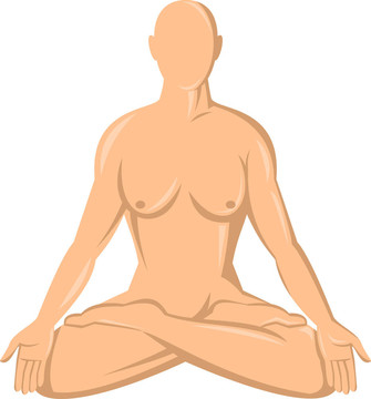 女性人體解剖學瑜伽蓮花孤立在白色
