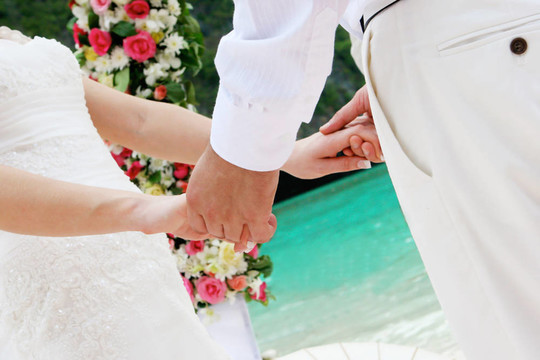 婚禮上的新娘和新郎。