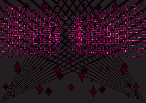 黑色背景與粉紅色復(fù)古元素的迪斯科球；插圖