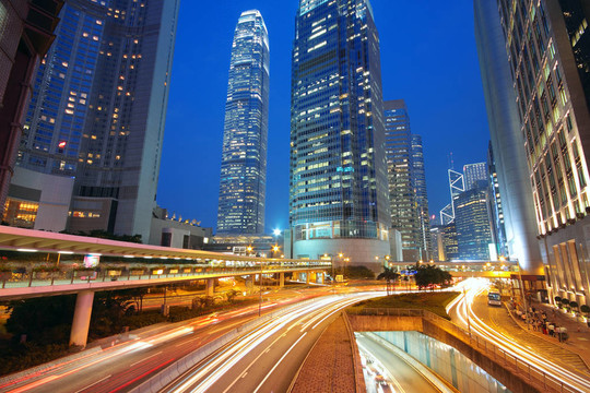 夜間高速公路交通現(xiàn)代化城市；香港