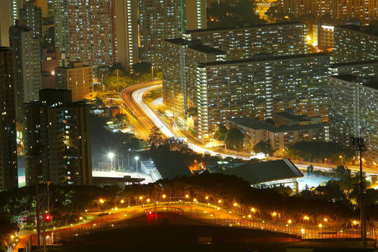 城市夜景鳥瞰圖