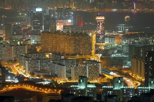 城市夜景鳥(niǎo)瞰圖