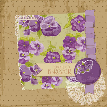 剪貼簿的設(shè)計(jì)元素復(fù)古Flowers Scrapbook Page