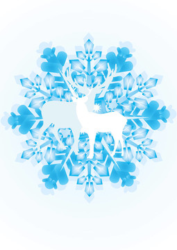 雪花上的馴鹿