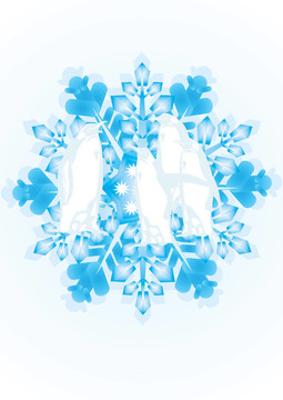 雪花上的企鵝