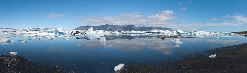 湖的全景jokulsarlon
