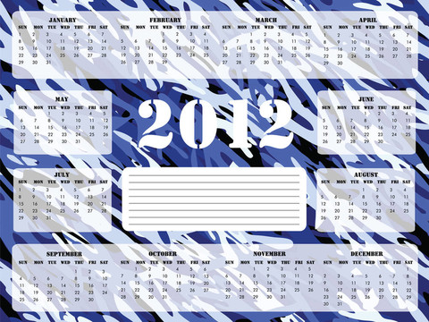 2012日歷藍(lán)色迷彩