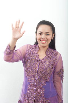 亞洲的泰國女紫色穆斯林服飾- banduang