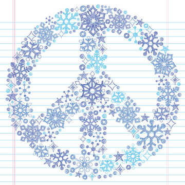 雪花和平標(biāo)志的粗略的涂鴉