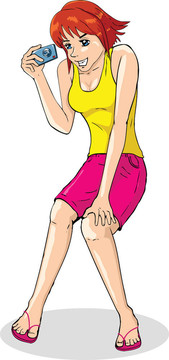 女孩和數(shù)碼相機(jī)