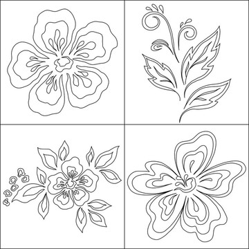 抽象花；輪廓