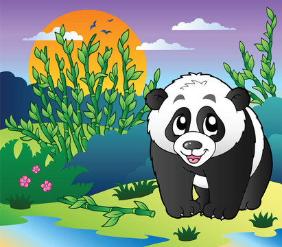 竹林可愛小熊貓