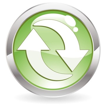帶有回收符號的光澤按鈕