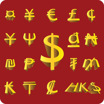 三維貨幣符號