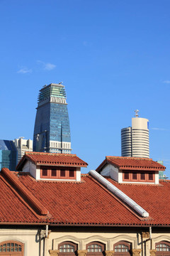 經(jīng)典屋頂與現(xiàn)代建筑。