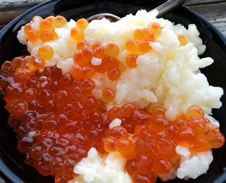 在黑色的圣杯紅魚子醬水稻