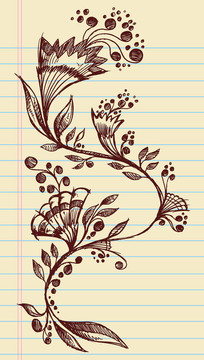 Sketchy Doodle Flowers和藤