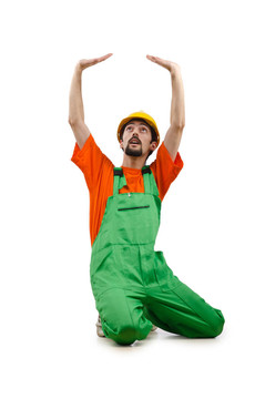 建筑工人孤立的白色