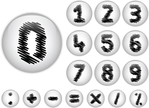 閃亮的白色按鈕字母寫數(shù)字