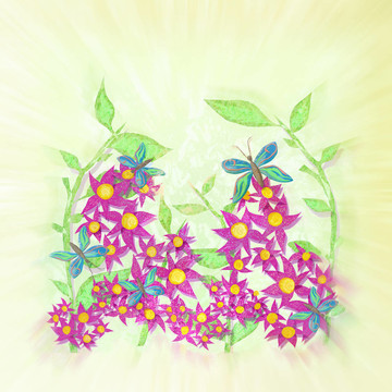 蝴蝶花卉插圖。