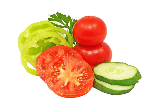 vegetables.isolated熟切片。