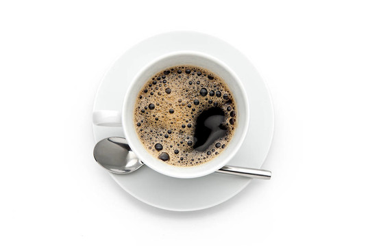 帶勺子的咖啡杯