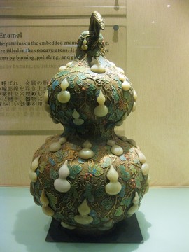 填琺瑯鑲玉葫蘆瓶