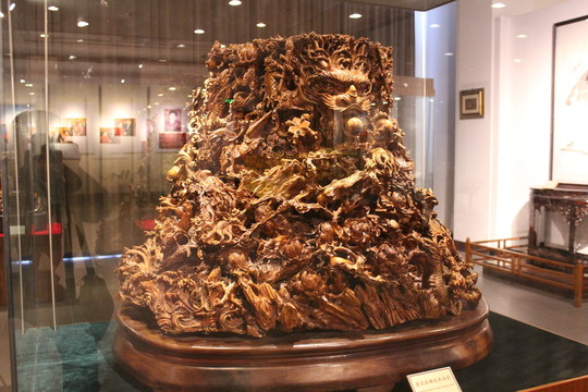 黃花梨 雕龍鳳畫(huà)筒