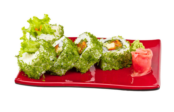 日本的素食卷蒔蘿和蔬菜