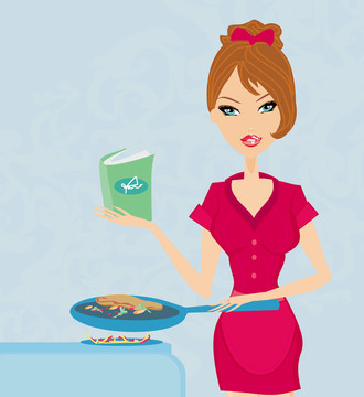 美麗的女人做飯