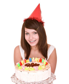 生日蛋糕女孩生日快樂。