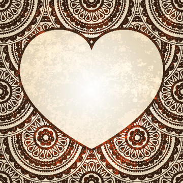 在東部花卉vectorheart無縫背景
