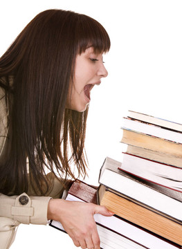 聰明的女孩與組舊書。