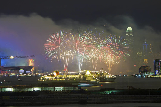 香港新年焰火在維多利亞港