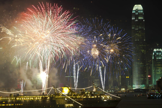 香港新年焰火在維多利亞港