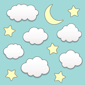 月亮和云彩的星夜