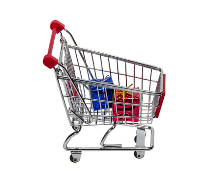 帶禮品盒的購(gòu)物車