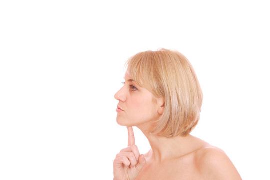 年輕的女人肖像的手勢(shì)