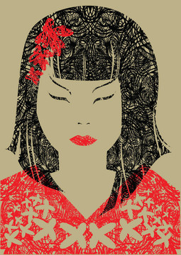 留長(zhǎng)發(fā)的日本女人