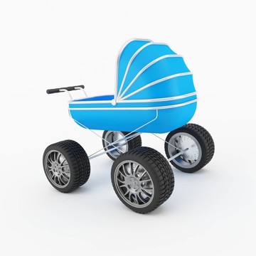 藍色的兒童推車