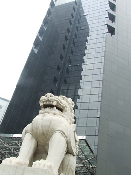 北京銀行門口獅子
